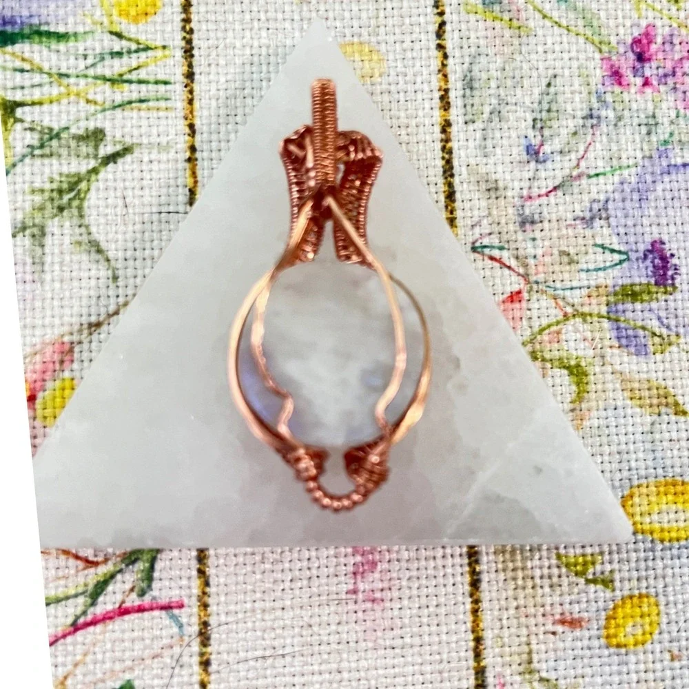 Handmade Copper Wrapped Moonstone Pendant Women's‎  Copper Wire Wrap Jewelry
